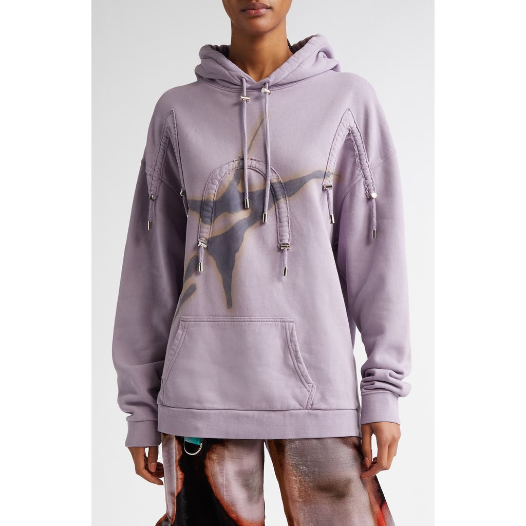 Collina Strada Arc Floral Cotton Fleece Graphic Hoodie in Mauve