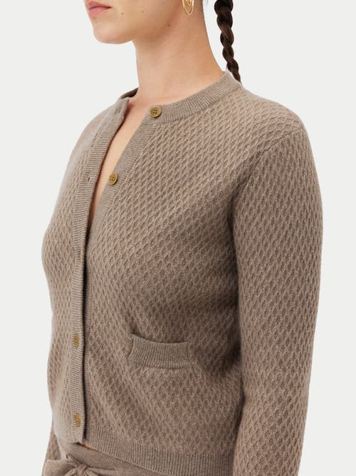 Gobi Mongolian Cashmere Organic Color Buttoned Cashmere Cardigan In Taupe