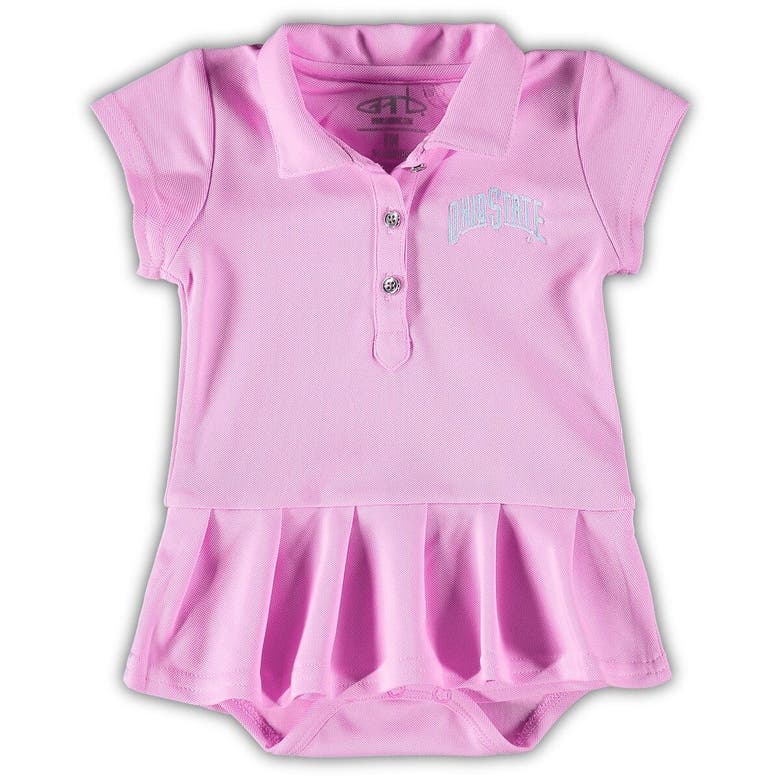 Garb Babies' Girls Infant  Pink Ohio State Buckeyes Caroline Cap Sleeve Polo Bodysuit
