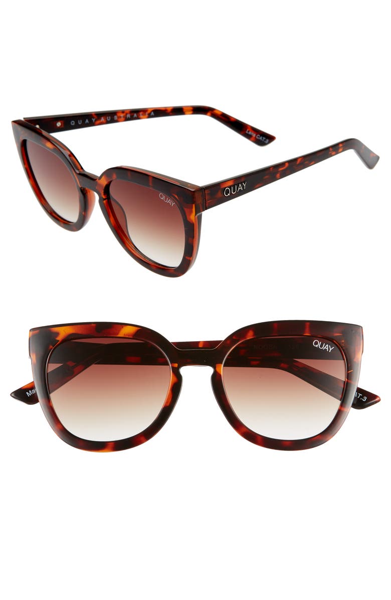 QUAY AUSTRALIA Noosa 50mm Square Sunglasses, Main, color, TORTOISE/ BROWN FADE