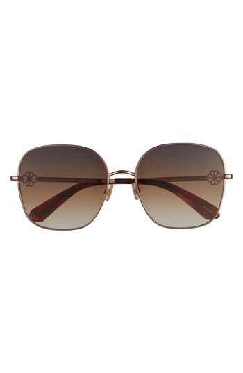 Kate Spade New York Talya 59mm Square Sunglasses In Rose Gold/grey Brown Fuschia