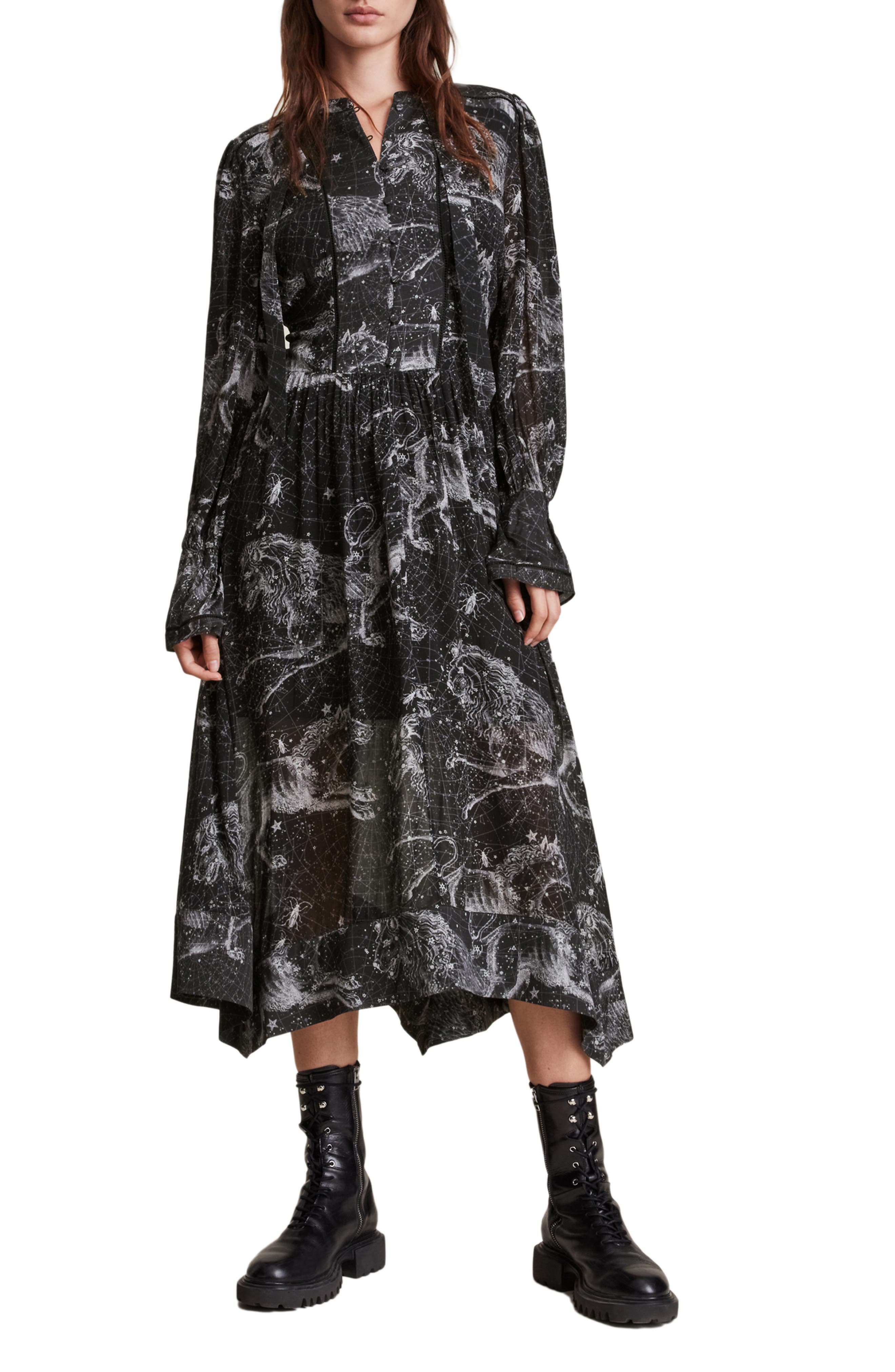 all saints long sleeve dress