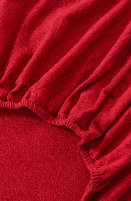 Woven & Weft Solid Cotton Flannel Sheet Set In Cranberry