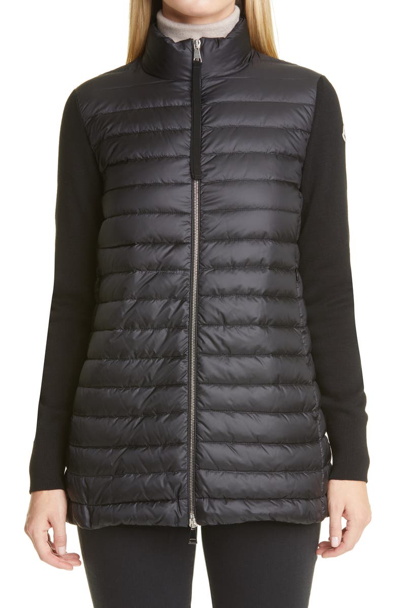 Moncler Quilted Down & Wool Long Cardigan | Nordstrom