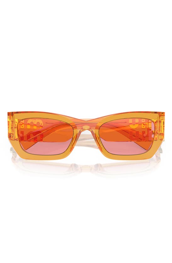 Shop Miu Miu 53mm Rectangular Sunglasses In Orange