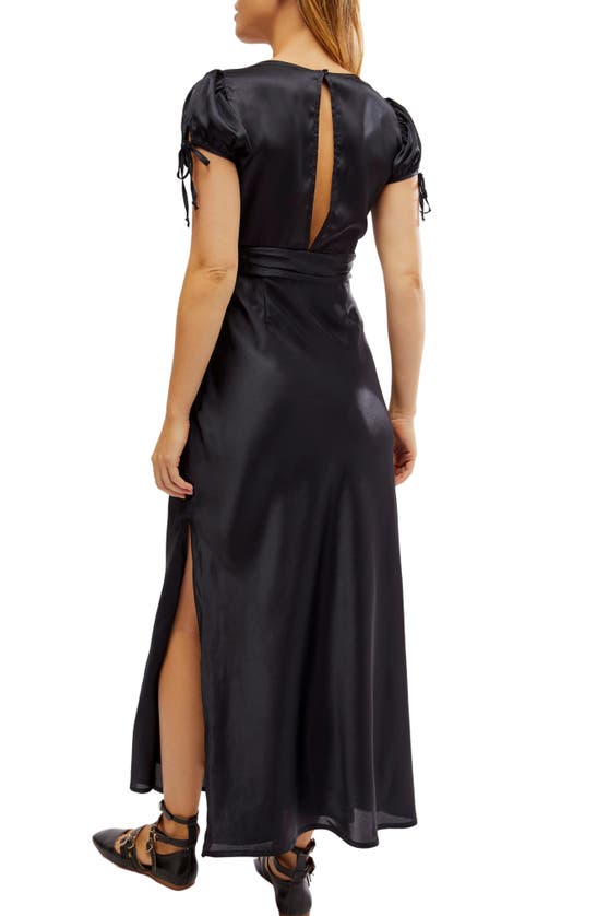 Shop Free People Cooper Embroidered Satin Maxi Dress In Black
