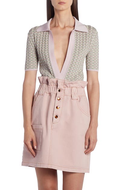 FENDI GINGHAM JACQUARD POLO SWEATER,FZX515-ABWJ