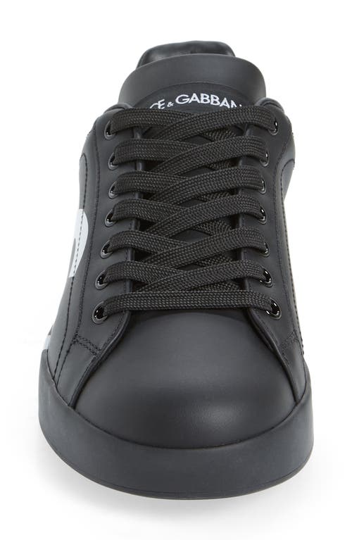 Dolce & Gabbana Portofino Sneakers In Black Calf Leather With White Logo In Black/black