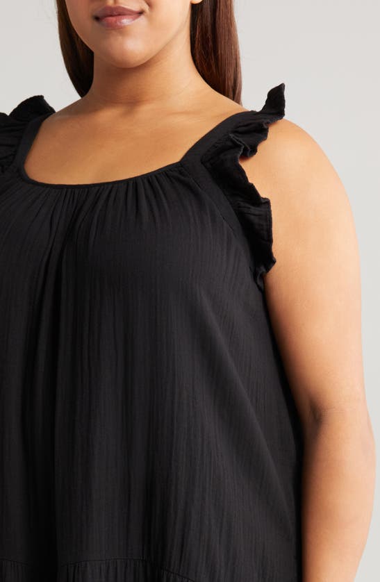 Shop Caslon (r) Ruffle Strap Maxi Dress In Black