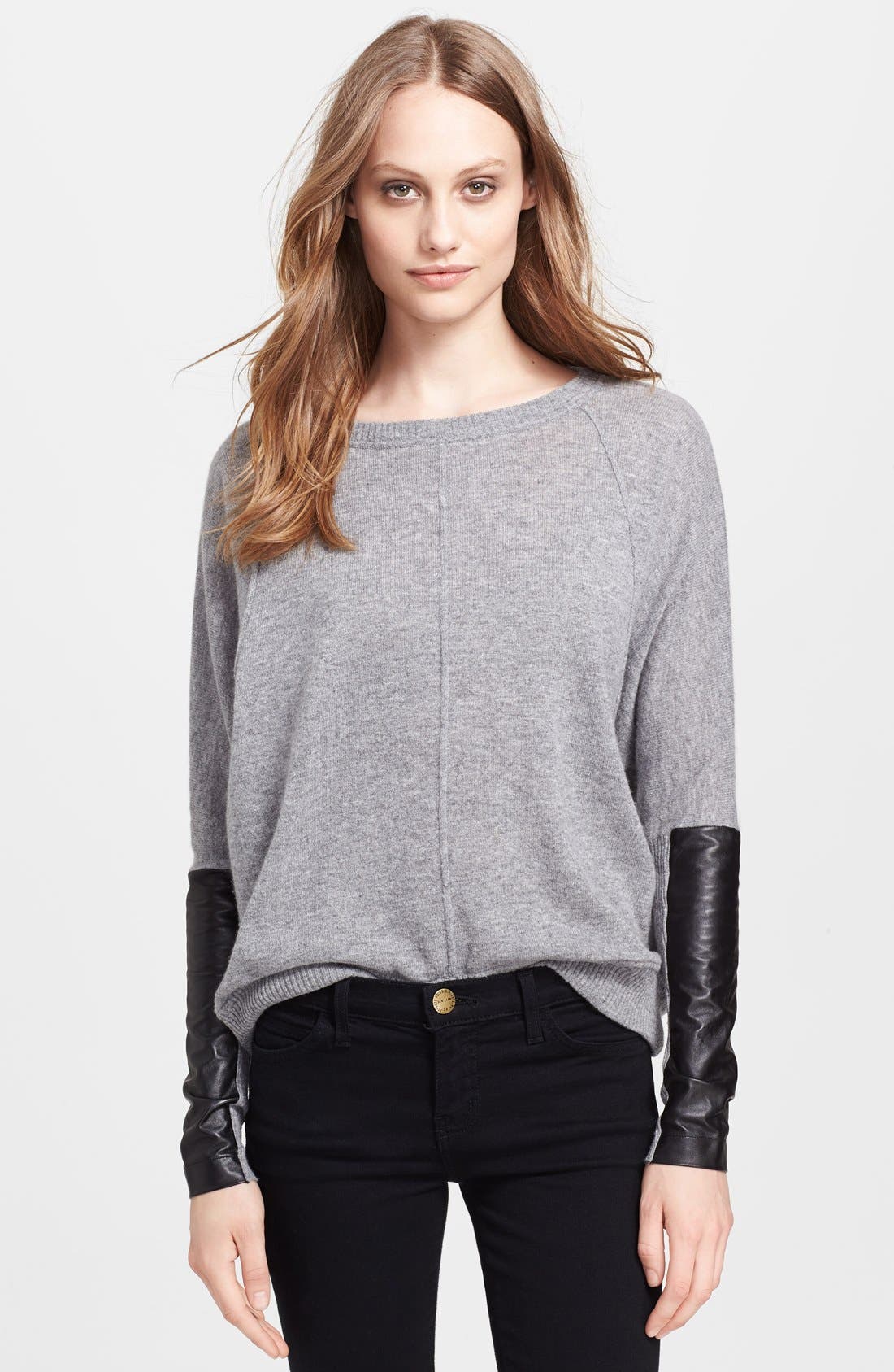 Autumn Cashmere Leather Patch Dolman Sleeve Cashmere Sweater | Nordstrom