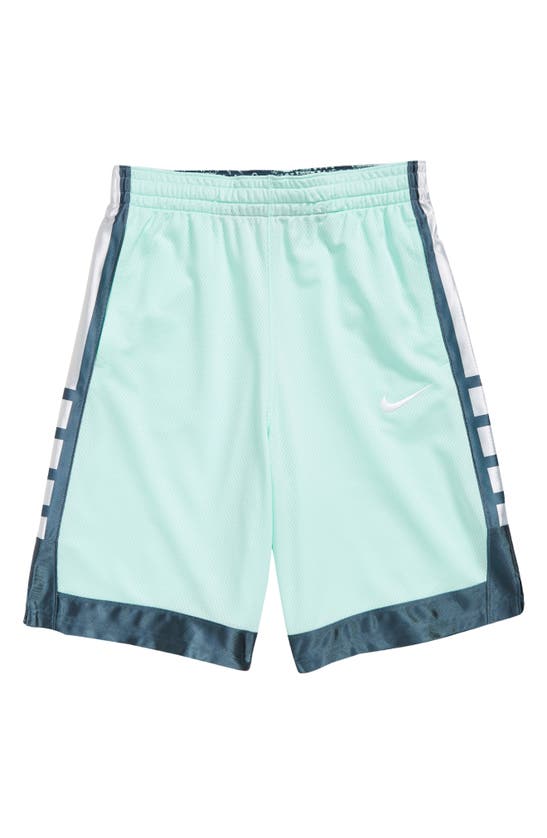 Nike Kids' Elite Basketball Shorts In Mint Foam/ Ash Green/ White