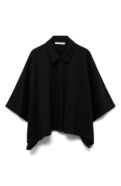Mango Button Front Cape Jacket In Black