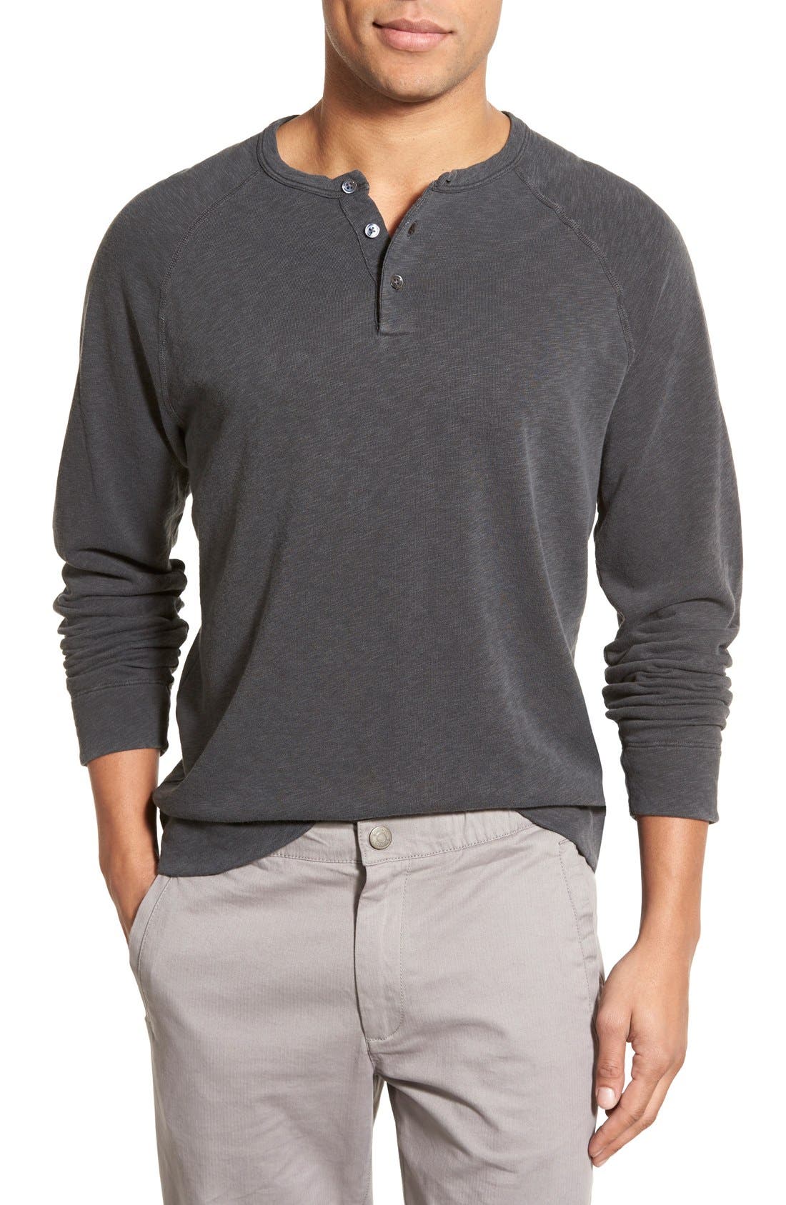 James Perse Garment Washed Cotton Fleece Henley Nordstrom