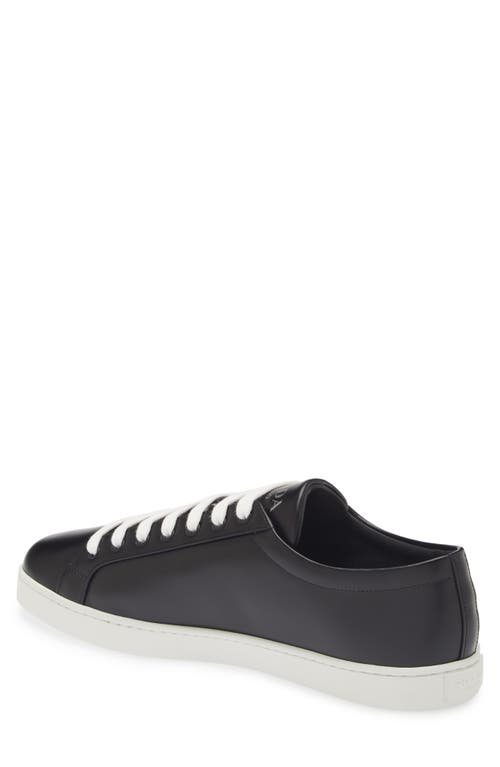 Shop Prada Lane Triangle Logo Low Top Leather Sneaker In Nero