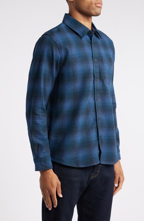 Ag Aiden Long Sleeve Button Front Shirt In Gradient Plaid Navy Multi