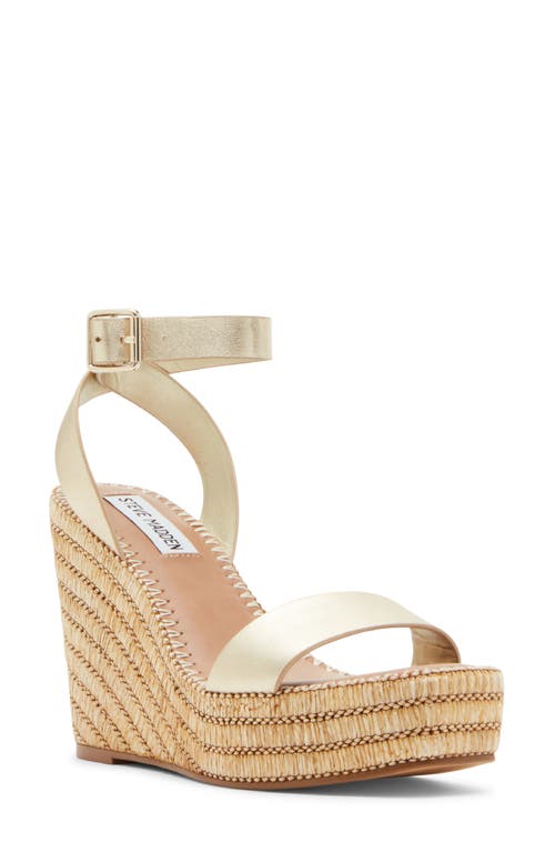 Shop Steve Madden Cassie Platform Wedge Sandal In Gold Leather