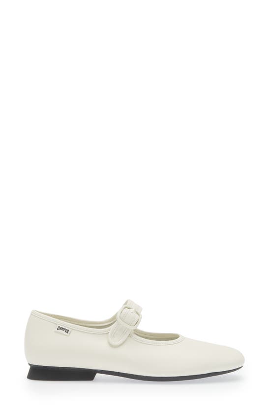 Camper Casi Myra Leather Ballerina Shoes In White Natural