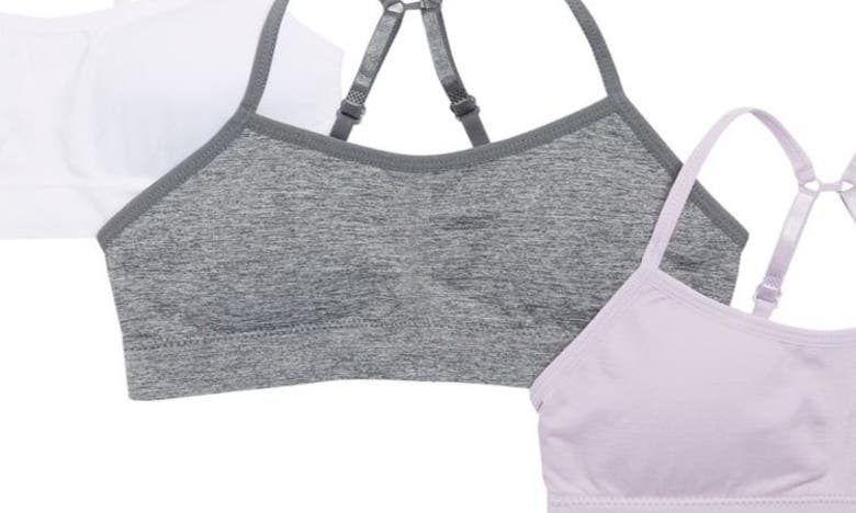 Shop Rene Rofe Girl Kids' Astrid 3-pack Seamless Bralettes In Pink/grey/white