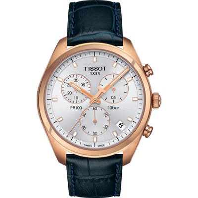 Tissot Pr100 Chronograph Leather Strap Watch, 41Mm