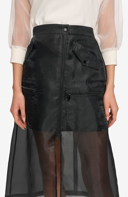 Shop Dkny Organza Cargo Skirt In Black