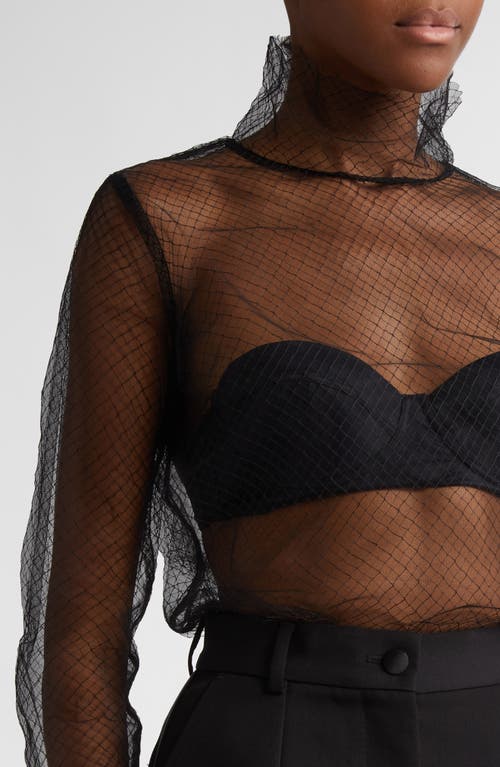 Dolce & Gabbana Dolce&gabbana Fishnet Mesh Long Sleeve Top In N0000 Nero