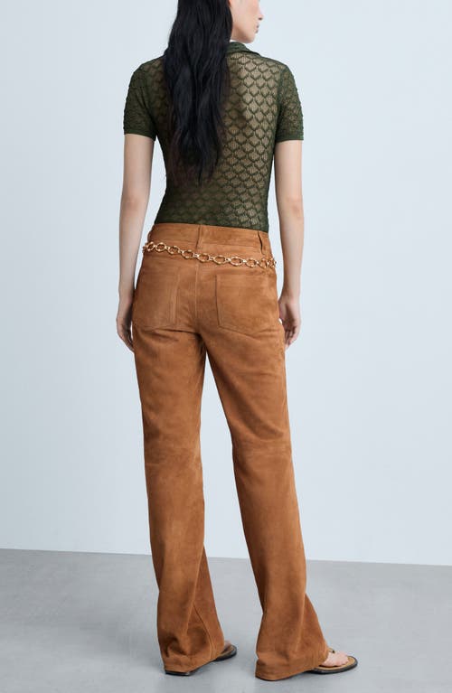 Shop Mango Escamas Sheer Knit Polo Bodysuit In Green