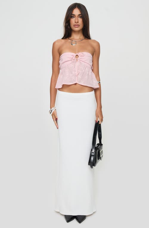 Shop Princess Polly Rosenberg Strapless Jacquard Crop Top In Pink