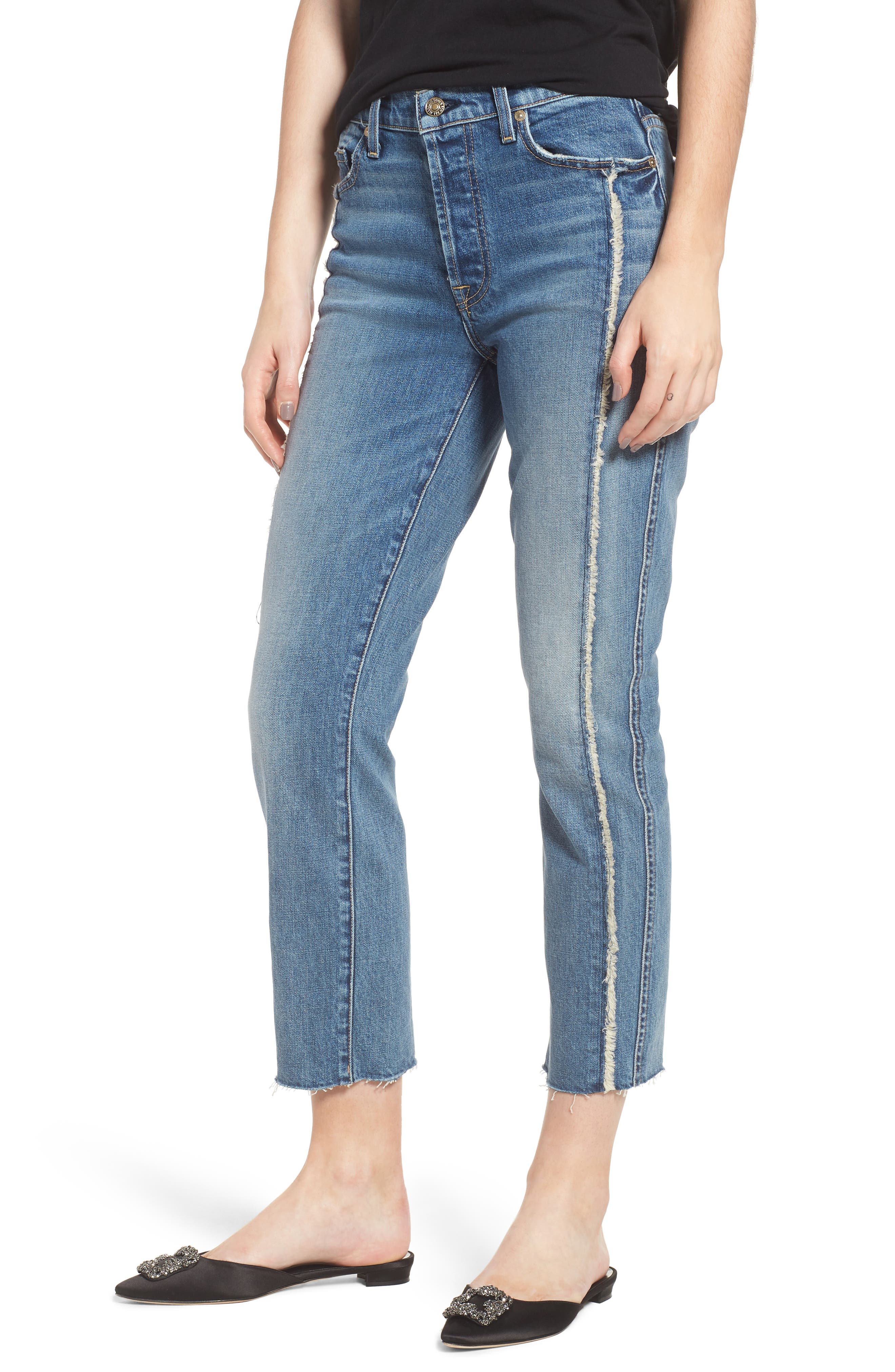 7 For All Mankind Womens Edie Jean with Frayed Hem