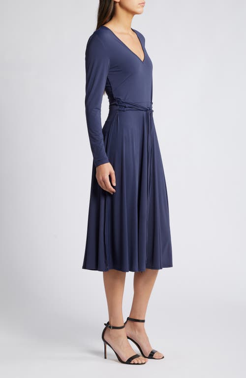 Shop Du Paradis Singapore Long Sleeve Dress In Navy