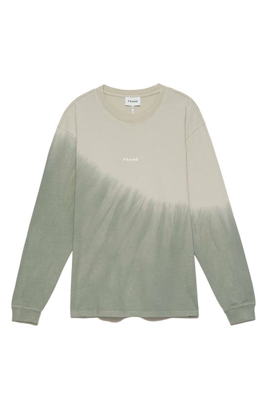 Frame Gradient Tie-dyed Logo Print Long-sleeved T-shirt In Milk Beige Tie Dye