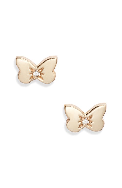 Anzie Mini Diamond Butterfly Stud Earrings in Gold at Nordstrom