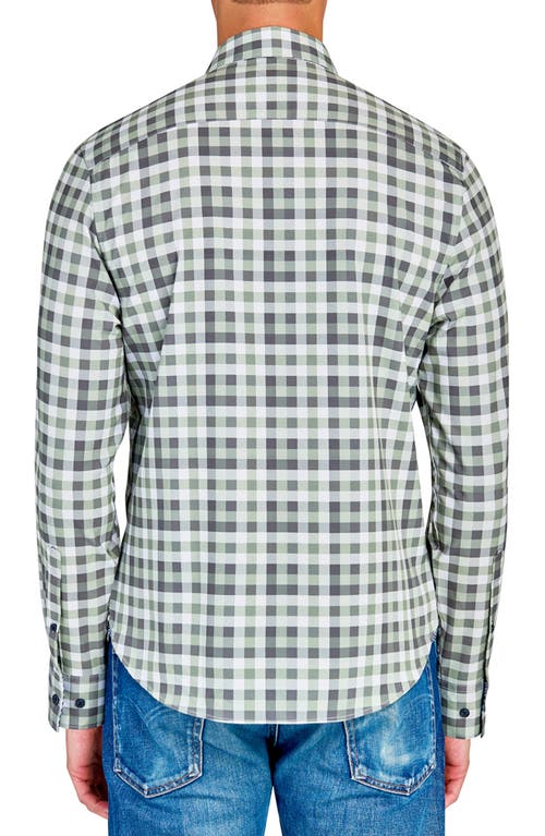 Construct Trim Fit Plaid Performance Button-up Shirt In Green