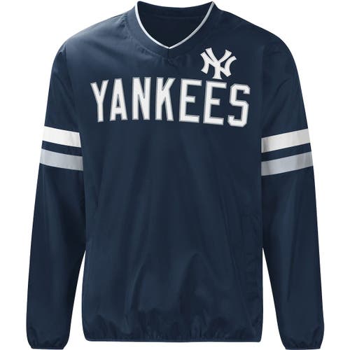 Men's G-III Sports by Carl Banks Navy New York Yankees Clutch Hitter Pullover V-Neck Sweatshirt