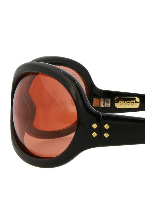 Gucci Novelty 77mm Oversize Shield Sunglasses In Black Black Red