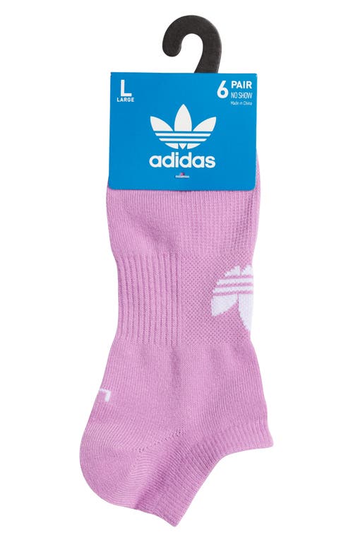 Shop Adidas Originals Adidas Superlite Trefoil Assorted 6-pack No-show Socks In Purple/bliss Pink/dark Blue