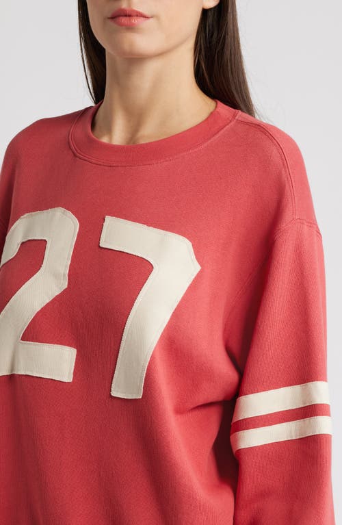 Shop Daydreamer Cotton Blend Varsity Sweatshirt In Washed Scarlet