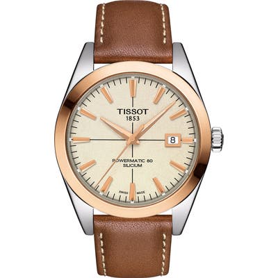 Tissot Gentleman Powermatic 80 Leather Strap Watch, 40Mm