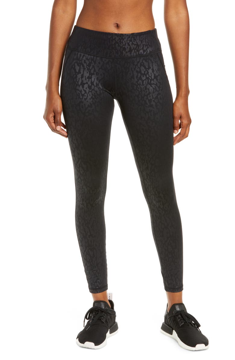 SWEATY BETTY All Day High Waist Embossed Leggings, Main, color, BLACK WILD SIDE EMBOSS PRINT