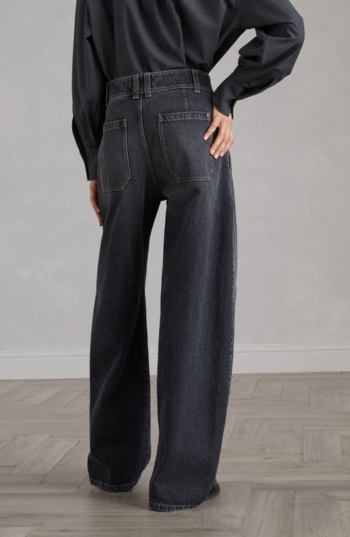 Shop Brunello Cucinelli Authentic Denim Soft Curved Trousers In Dark Grey