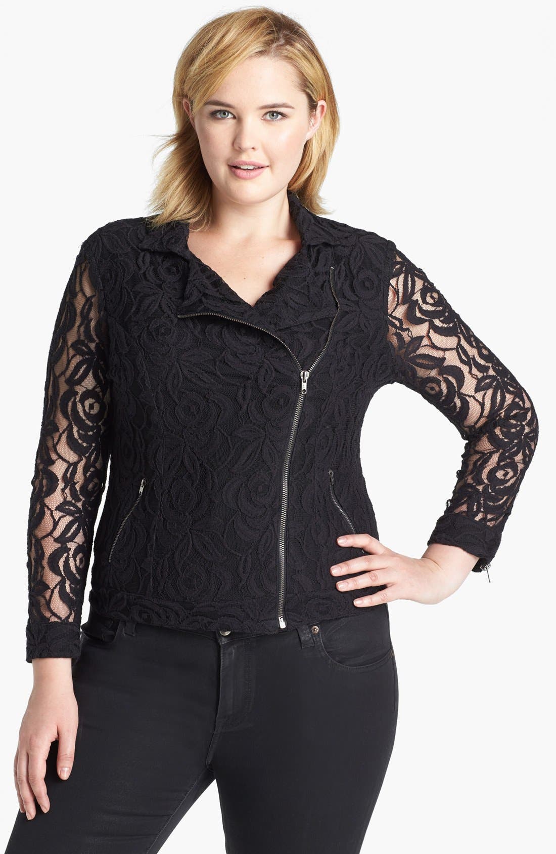 Evans Lace Biker Jacket (Plus Size) Nordstrom