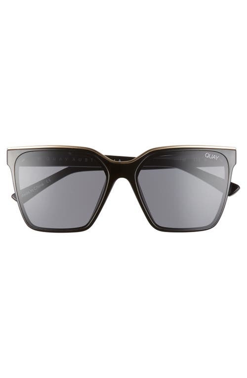 Shop Quay Level Up 55mm Square Sunglasses In Black Gold/smoke