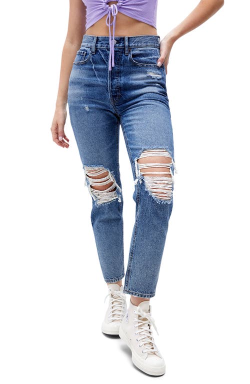 PacSun Slim Away Distressed High Waist Rigid Crop Jeans in Indigo Glass