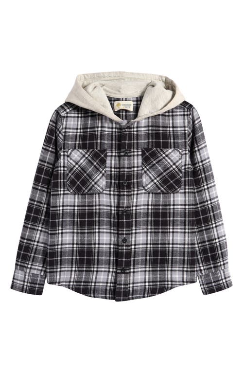 Shop Tucker + Tate Kids' Hooded Cotton Flannel Shirt In Black- Grey Emerson Plaid