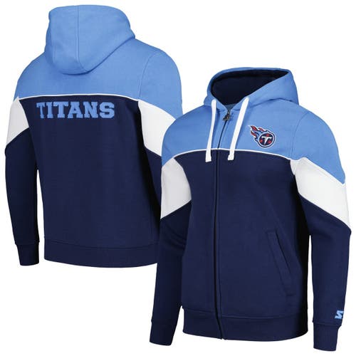 Men's Starter Navy Tennessee Titans Draft Fleece Raglan Pullover