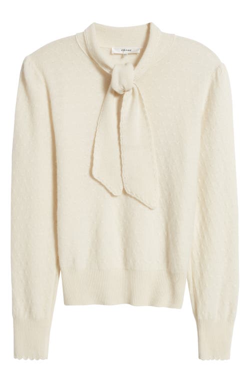 Shop Frame Tie Neck Puff Shoulder Cashmere Sweater In Cream