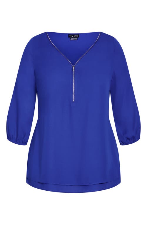 Shop City Chic Zip Fling Top In Ultra Blue