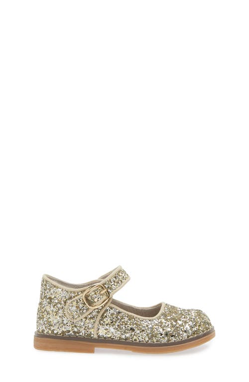 Shop L'amour Kids' Natasha Glitter Mary Jane Flat In Glitter Champagne