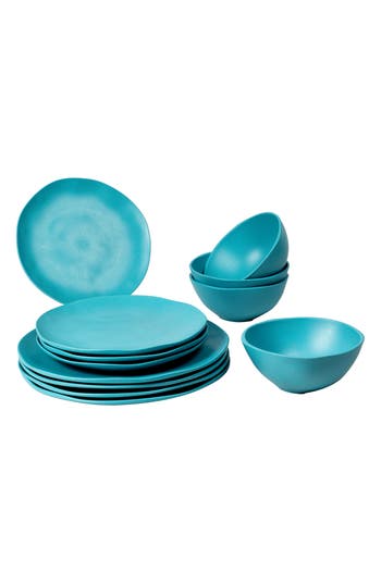 Tarhong Organic Coupe Wheat Set Of Twelve Melamine Dinnerware Set In Blue