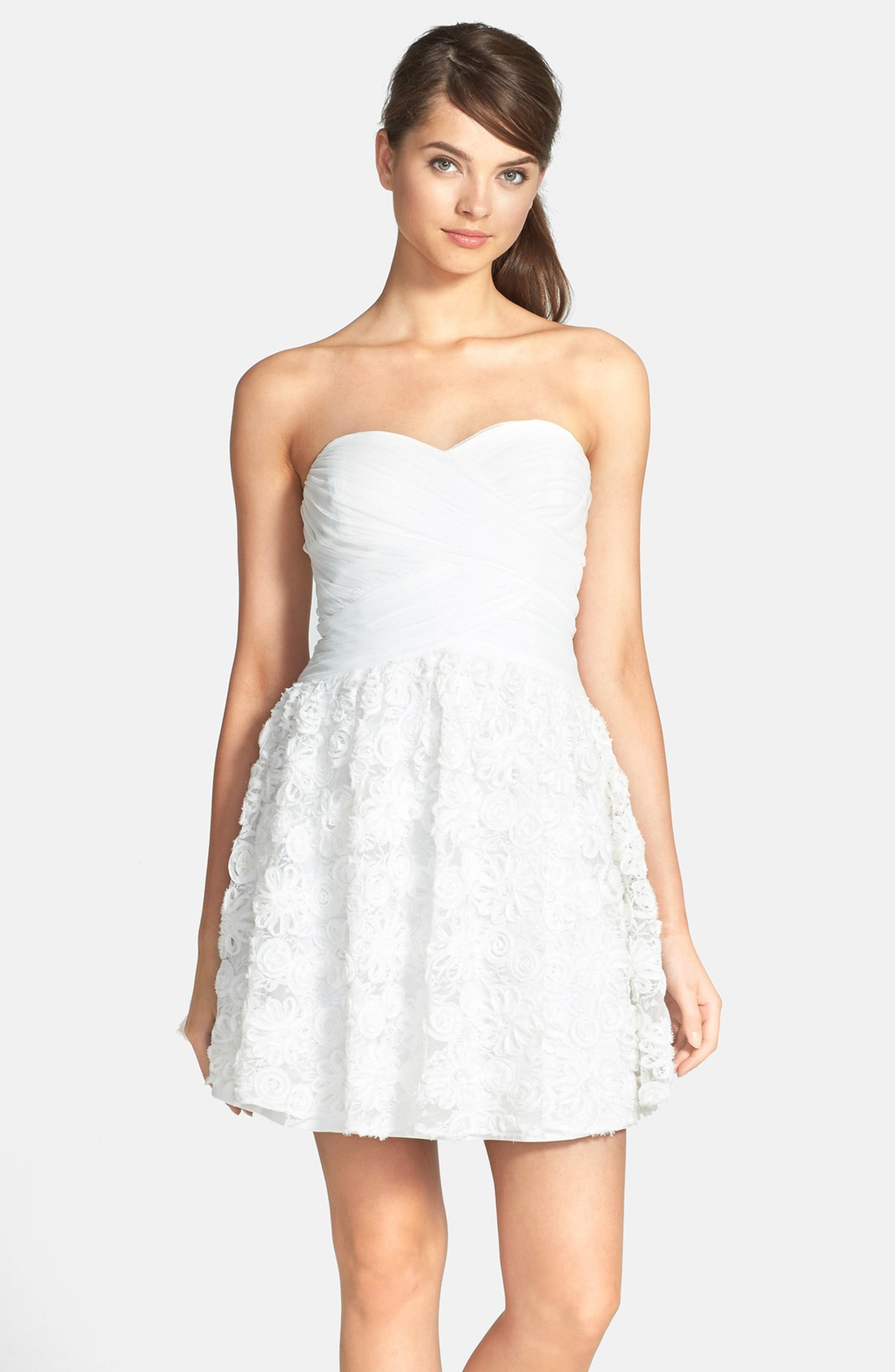 Hailey by Adrianna Papell Strapless Floral Embroidered Dress | Nordstrom