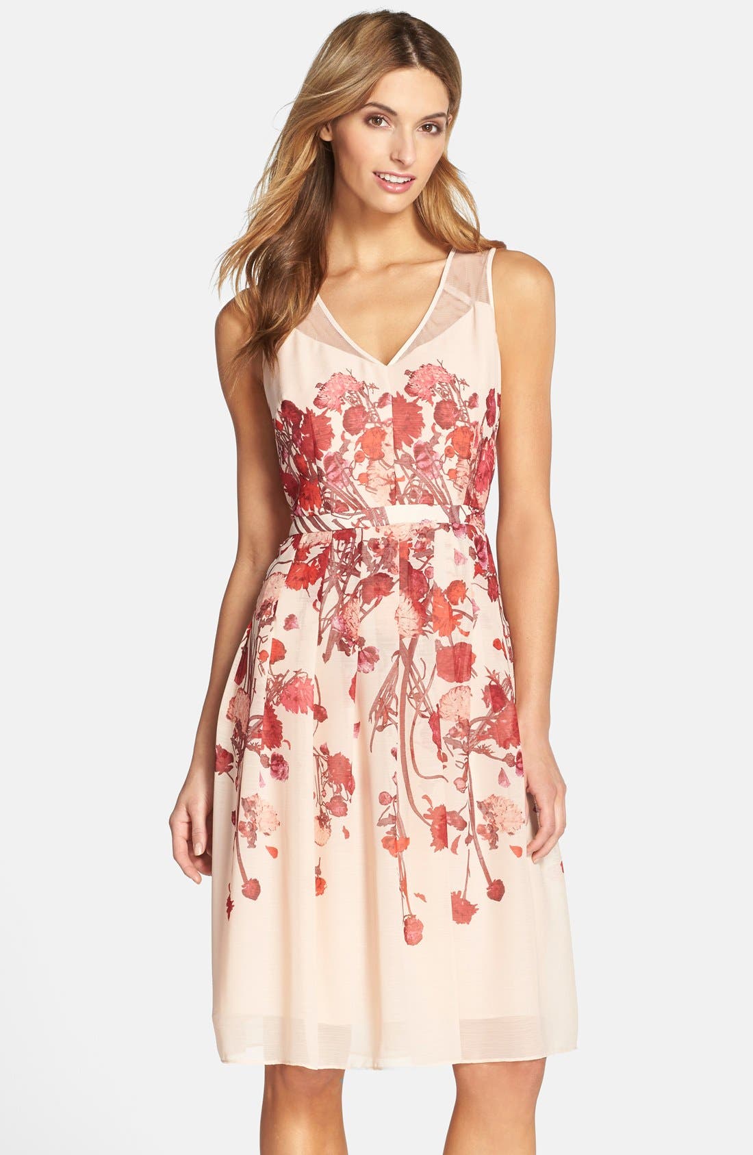 Adrianna Papell Floral Chiffon Midi Dress Nordstrom